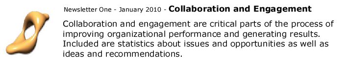 Collaboration and engagement are critical parts of the process of improving organizational performance and generating results. Included are statistics about issues and opportunities as well as ideas and recommendations.